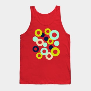 DROPS Polka Dots Rings Geometric Mid-Century Abstract in Retro Midnight Blue Green Mint Cream Fuchsia Hot Pink - UnBlink Studio by Jackie Tahara Tank Top